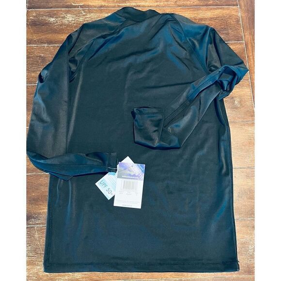 Kanu Surf Men's Long Sleeve Platinum UPF 50+ Rashguard Swim Tee, Black, Small - Picture 3 of 5